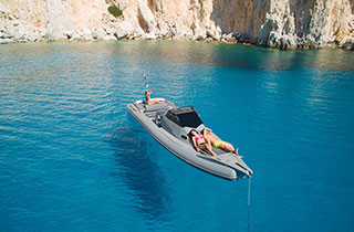 Pleasure boat ride in the Cyclades with a RIB boat