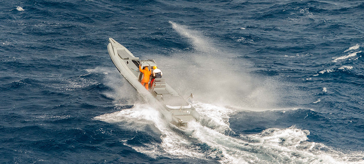 Sailing in rough weather with a RIB, around Sifnos